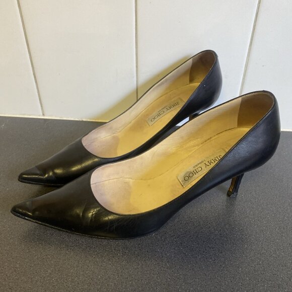 Jimmy Choo Shoes - Jimmy Choo Tony 85 Classic Black Leather Pointy Heels